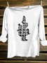 Cotton-Blend Cactus Crew Neck Western Style T-Shirt