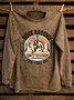 Crew Neck Text Letters Western Style Sweatshirt