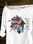 Crew Neck Text Letters Western Style Loose T-Shirt