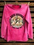 Crew Neck Text Letters Western Style Sweatshirt