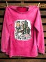 Crew Neck Landscape Print Western Style Sweatshirt