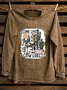 Crew Neck Landscape Print Western Style Sweatshirt