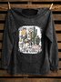 Crew Neck Landscape Print Western Style Sweatshirt