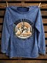 Crew Neck Text Letters Western Style Sweatshirt