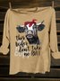 Crew Neck Cattle Loose Western Style T-Shirt