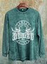 Cotton Distressing Western Style Cowboy Saloon Rodeo Show  Sweatshirt