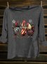 American Flag Funny Chicken Printed Crew Neck Western Style T-Shirt