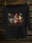 American Flag Funny Chicken Printed Crew Neck Western Style T-Shirt