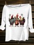 American Flag Funny Chicken Printed Crew Neck Western Style T-Shirt