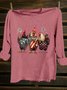 American Flag Funny Chicken Printed Crew Neck Western Style T-Shirt