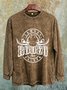 Cotton Distressing Western Style Cowboy Saloon Rodeo Show  Sweatshirt