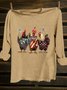 American Flag Funny Chicken Printed Crew Neck Western Style T-Shirt