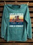 Text Letters Western Style Distressing Sweatshirt