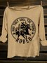 Text Letters Crew Neck Western Style T-Shirt