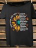Crew Neck Sunflower Western Style Cotton-Blend T-Shirt