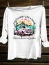 Scenery Loose Western Style Cotton-Blend T-Shirt