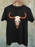 Cotton-Blend Western Style Crew Neck Cattle T-Shirt