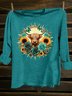 Cotton-Blend Western Style Crew Neck T-Shirt