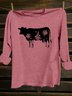 Cotton-Blend Crew Neck Western Style Cattle T-Shirt
