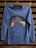 Crew Neck Loose Horse Western Style Sweatshirt