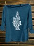 Cotton-Blend Cactus Crew Neck Western Style T-Shirt