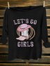 Western Style Cowgirls Cotton-Blend Text Letters T-Shirt