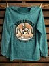Crew Neck Text Letters Western Style Sweatshirt
