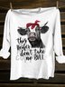 Crew Neck Cattle Loose Western Style T-Shirt