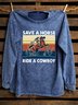 Text Letters Western Style Distressing Sweatshirt