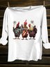 American Flag Funny Chicken Printed Crew Neck Western Style T-Shirt